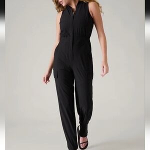 Athleta Brooklyn Utility Jumpsuit Black EUC